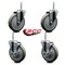Service Caster 5 Inch Gray Polyurethane Wheel Swivel 58 Inch Threaded Stem Caster Set 2 Brakes SCC SCC-TS20S514-PPUB-58212-2-TLB-2 - alternate 5